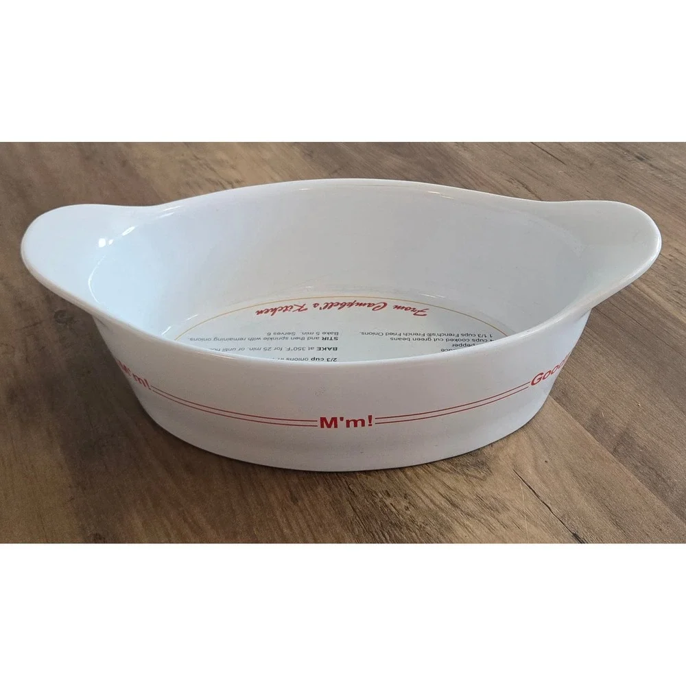 2005‎ Campbells Green Bean Casserole Ceramic Baking Dish w/Recipe Handles